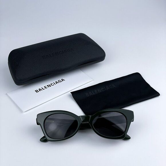 NEW Balenciaga BB0230S 006 Green Grey Cat Eye Women Sunglasses - Picture 9 of 11